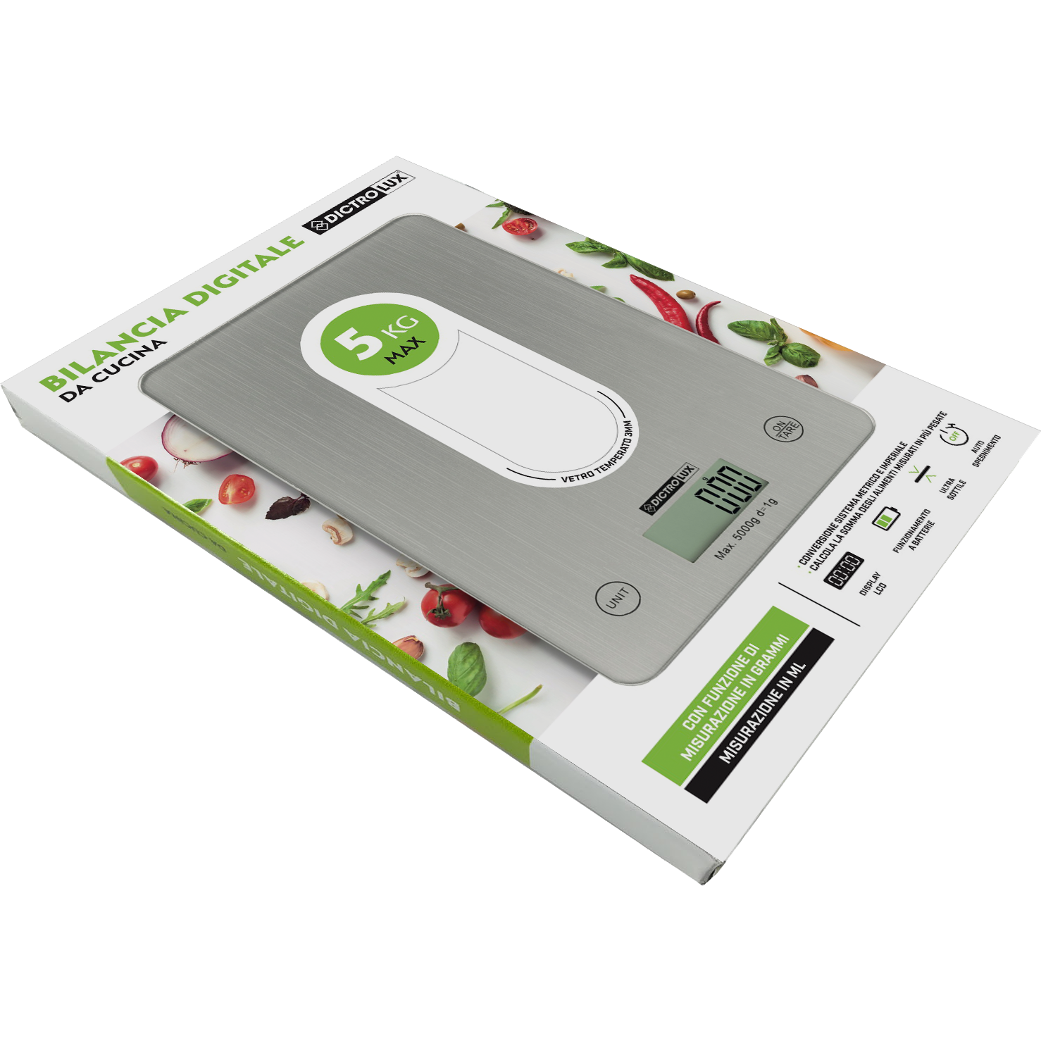 DICTROLUX - Bilancia Digitale Cucina 5 kg